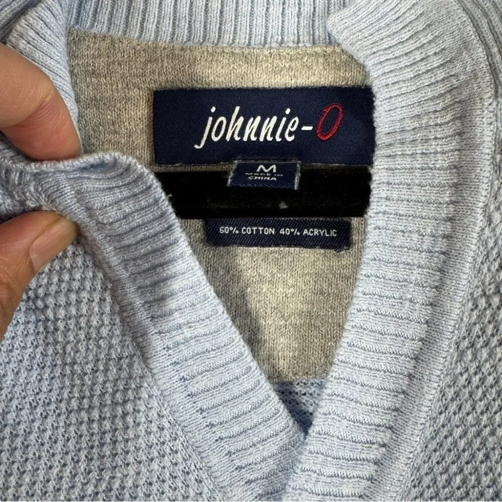 Johnnie-O Light Light Blue Cotton Knit Men's Sweater Size M Casual Golf Pullover